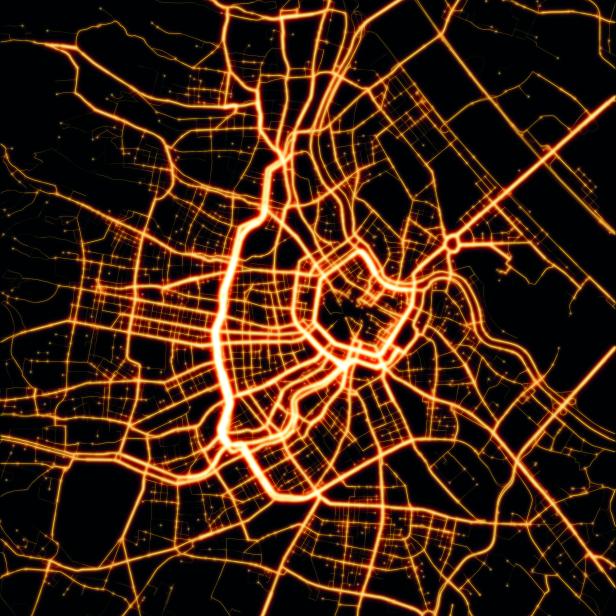 Visualisierung der Verkehrsströme auf Wiens Straßen