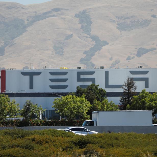 The Tesla factory is seen in Fremont