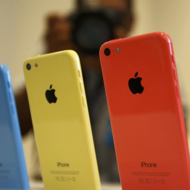 The five colors of the new iPhone 5C are seen after Apple Inc's media event in Cupertino