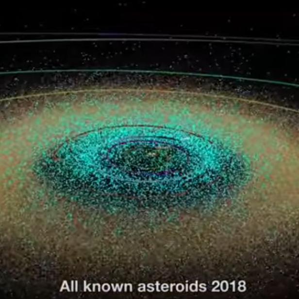 Eine Darstellung aller bekannten Asteroiden im Jahr 2018.
