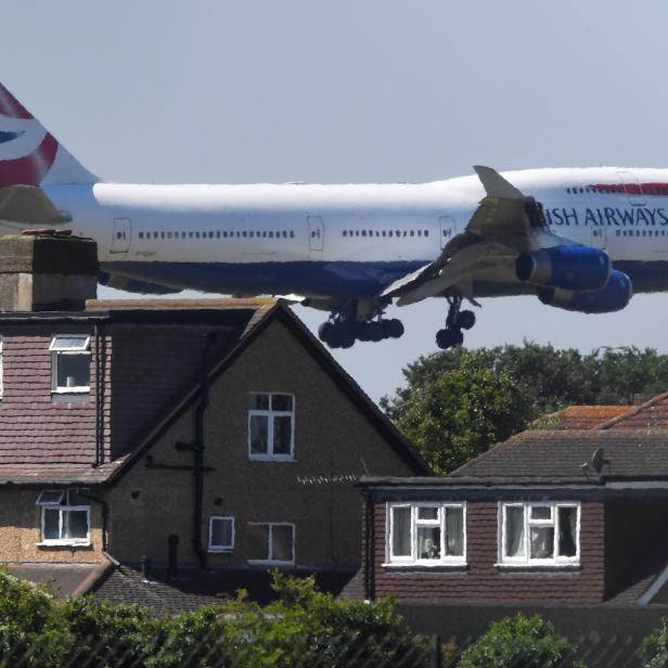 A British Airways Boeing 747 comes in to land at Heathrow aiport in London