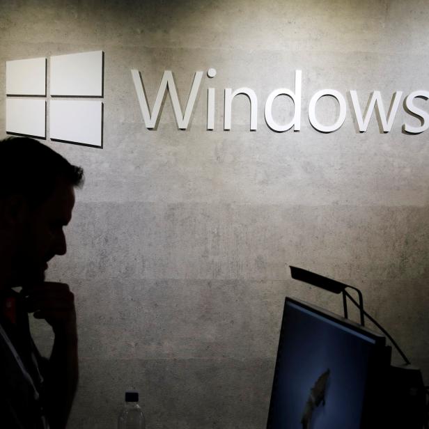 The logo of Windows 10 is seen during the annual Computex computer exhibition in Taipei