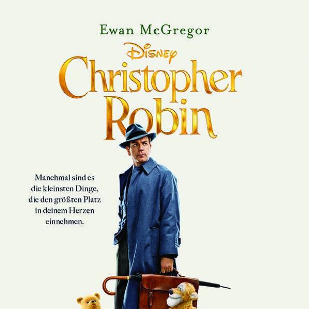 Das Filmplakat für „Christopher Robin“ mit Ewan McGregor und den Winnie Puuh-Charakteren.