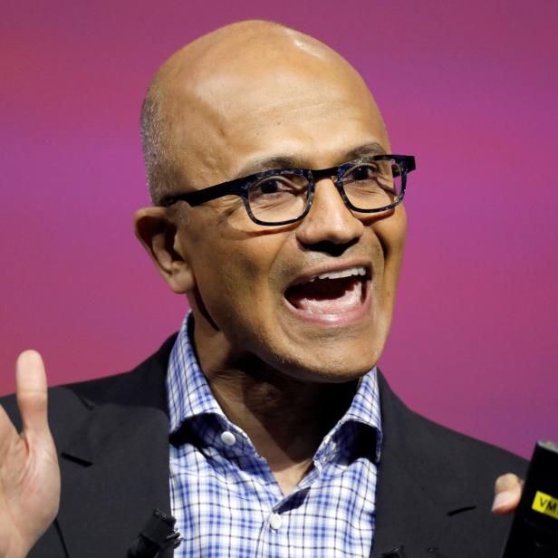 Microsoft's CEO Satya Nadella speaks at the Viva Tech start-up and technology summit in Paris