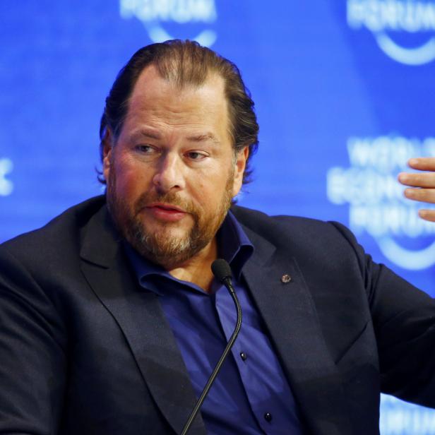 Benioff Chairman and CEO of Salesforce attends the WEF in Davos