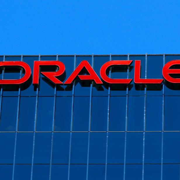 FILE PHOTO: The Oracle logo is shown on an office building in Irvine, California