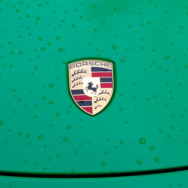 FILE PHOTO: The Porsche Logo is seen in Gilching near Munich