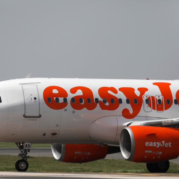 An EasyJet plane takes off at Lisbon's airport