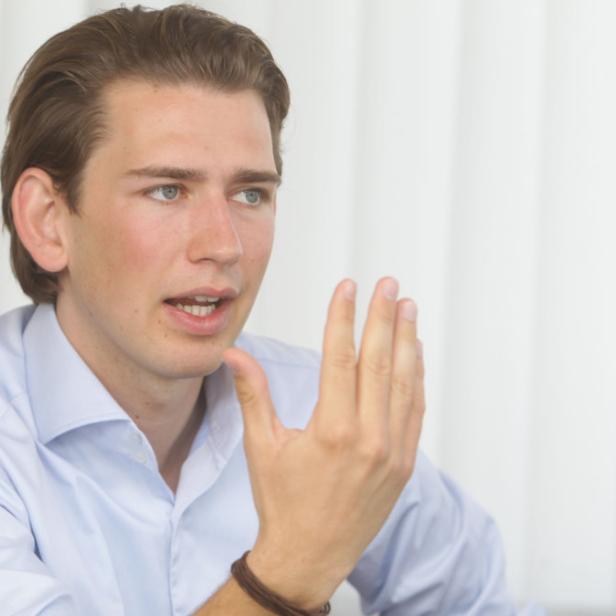 Sebastian Kurz gestikuliert während eines Gesprächs.