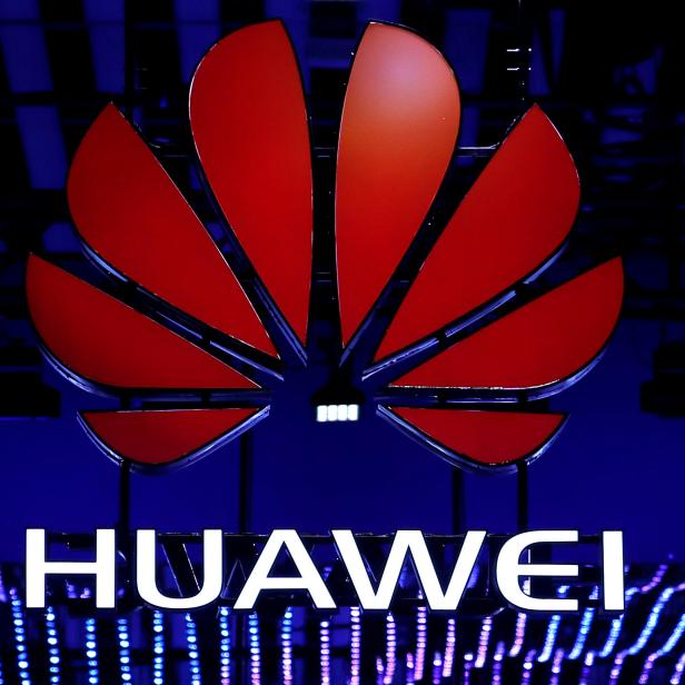 FILE PHOTO: The Huawei logo is seen during the Mobile World Congress in Barcelona