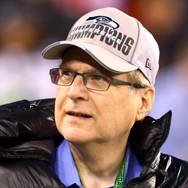 FILE PHOTO: Seattle Seahawks owner Paul Allen on the field before Super Bowl XLVIII against the Denver Broncos at MetLife Stadium in East Rutherford