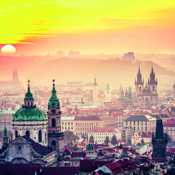 Prague at the sunrise