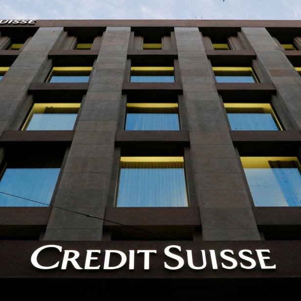 FILE PHOTO: The Credit Suisse logo is pictured on a bank in Geneva