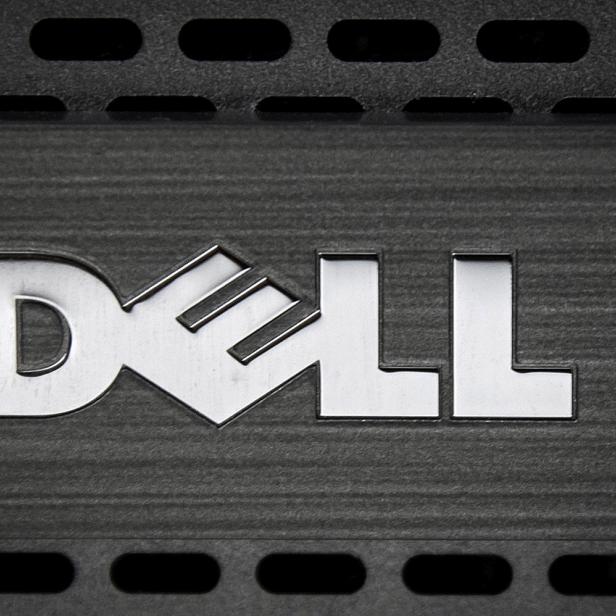 FILE PHOTO: Dell logo is pictured on the front of a computer in this photo illustration in the Manhattan borough of New York