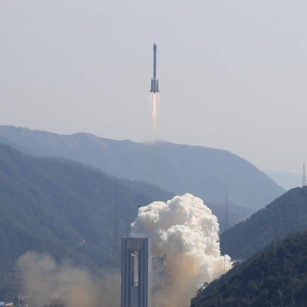 Two BeiDou navigation satellites via a single carrier rocket take off at the Xichang Satellite Launch Center