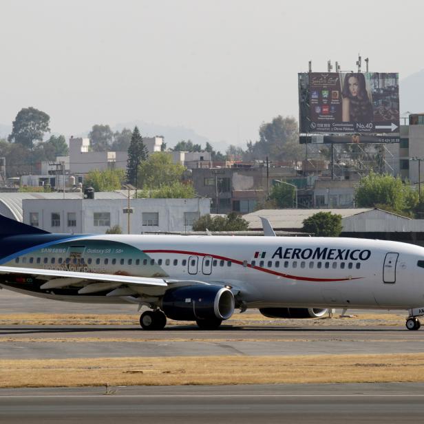 Aeromexico Boeing 737-852 aircraft taxi at Benito Juarez International Airport in Mexico City