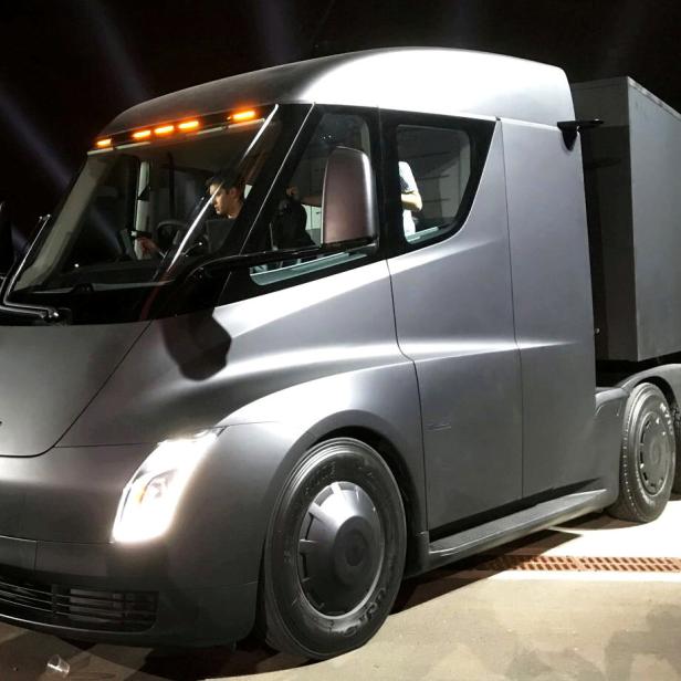 FILE PHOTO:    Tesla's new electric semi truck is unveiled during a presentation in Hawthorne