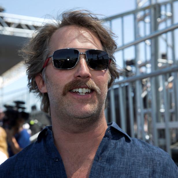 Hyperloop One co-founder Brogan BamBrogan speaks with reporters following a propulsion open-air test at Hyperloop One in North Las Vegas