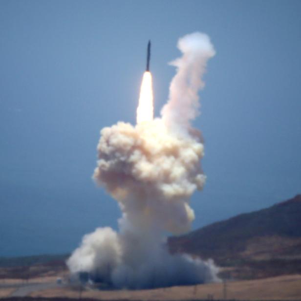 The Ground-based Midcourse Defense (GMD) element of the U.S. ballistic missile defense system launches during a flight test from Vandenberg Air Force Base