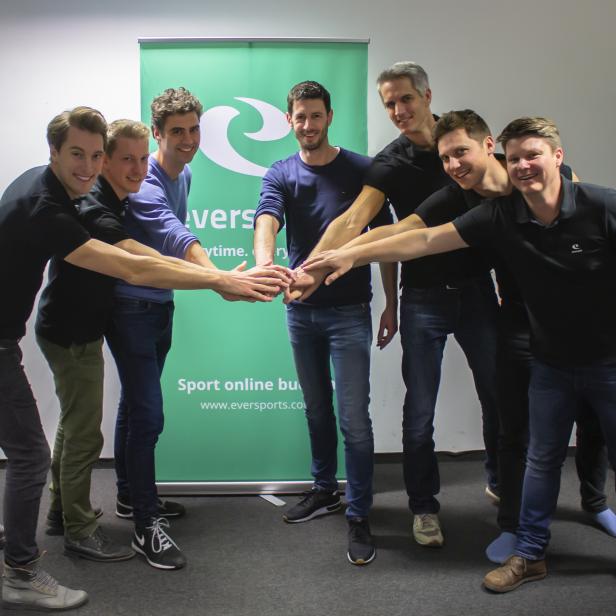 v.l.n.r.: Philipp Braunsberger (CFO Eversports), Emanuel Steininger (VP of Engineering Eversports), Vincent van den Tol (CPO Fitmanager), Maarten Borgers (CEO Fitmanager), Hanno Lippitsch (CEO Eversports), Stefan Feirer (CPO), Thomas Fritz (CTO).