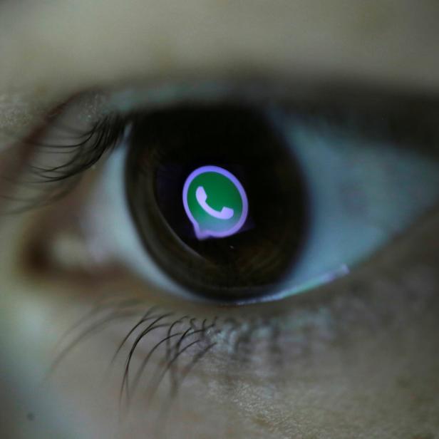 FILE PHOTO: Picture illustration shows Whatsapp's logo reflected in a person's eye, in central Bosnian town of Zenica