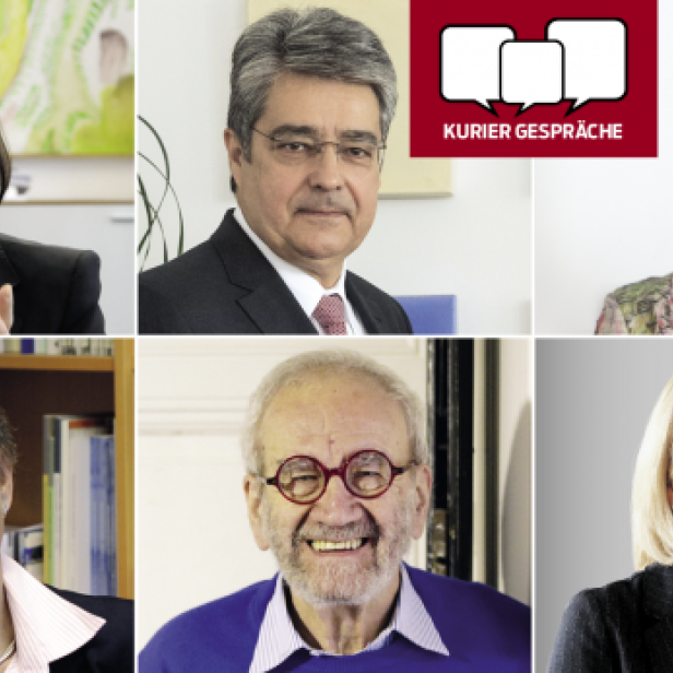 Collage mit sechs Porträts von Personen vor neutralen Hintergründen.