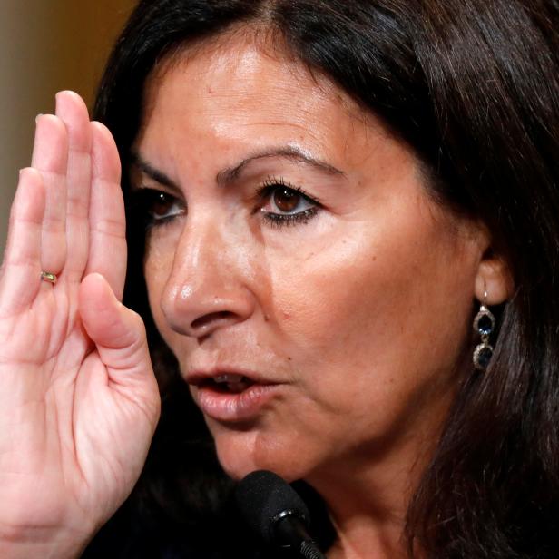 Paris Mayor Anne Hidalgo attends the GovTech Summit at Paris city hall