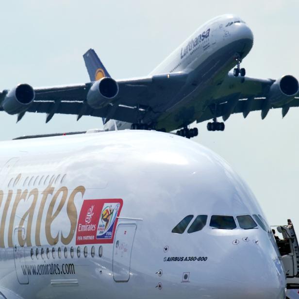 Airbus A380 von Lufthansa und Emirates