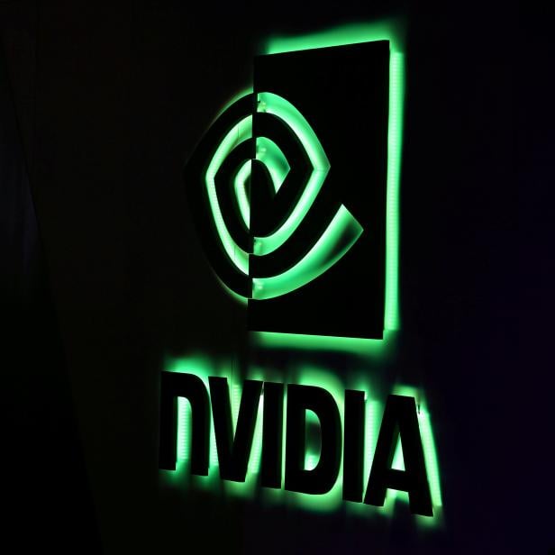 FILE PHOTO: NVIDIA logo shown at SIGGRAPH 2017