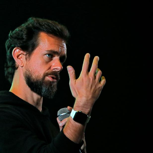 Twitter CEO Jack Dorsey addresses students during a town hall at the Indian Institute of Technology (IIT) in New Delhi