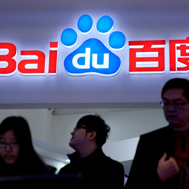 FILE PHOTO - A Baidu sign is seen during the fourth World Internet Conference in Wuzhen