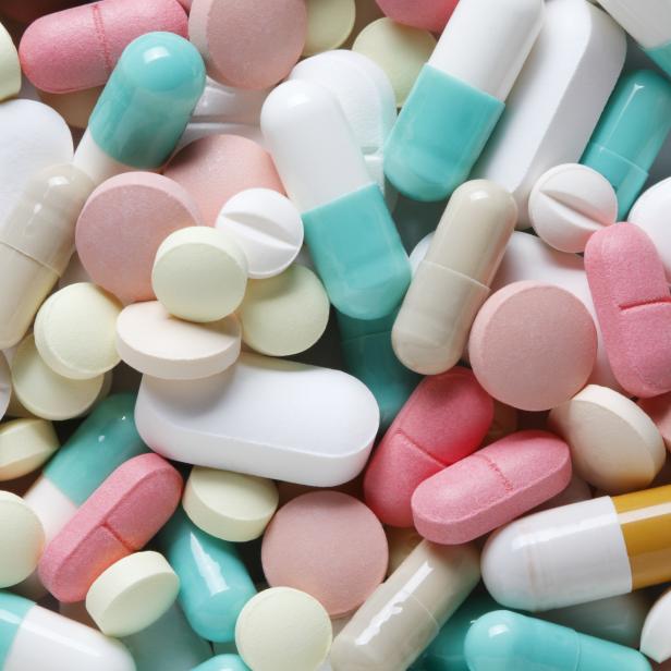 Close up of field of pills and prescription drugs