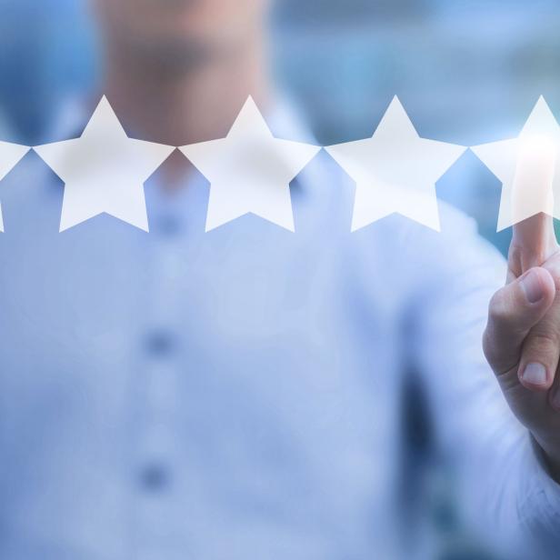 rating online concept, 5 stars review, positive feedback