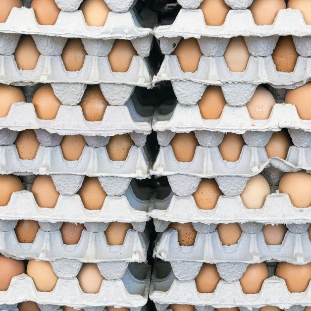 Brown eggs in boxes