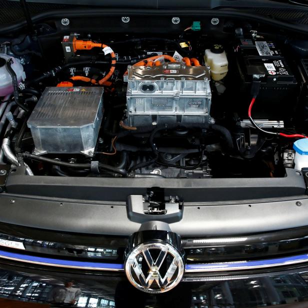 FILE PHOTO: Engine of a VW e-Golf electric car pictured in Dresden