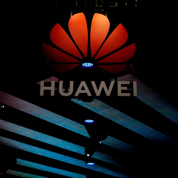 Huawei logo is pictured during the media day for the Shanghai auto show in Shanghai