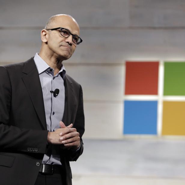 Microsoft Corp Chief Executive Satya Nadella speaks at his first annual shareholders' meeting in Bellevue, Washington