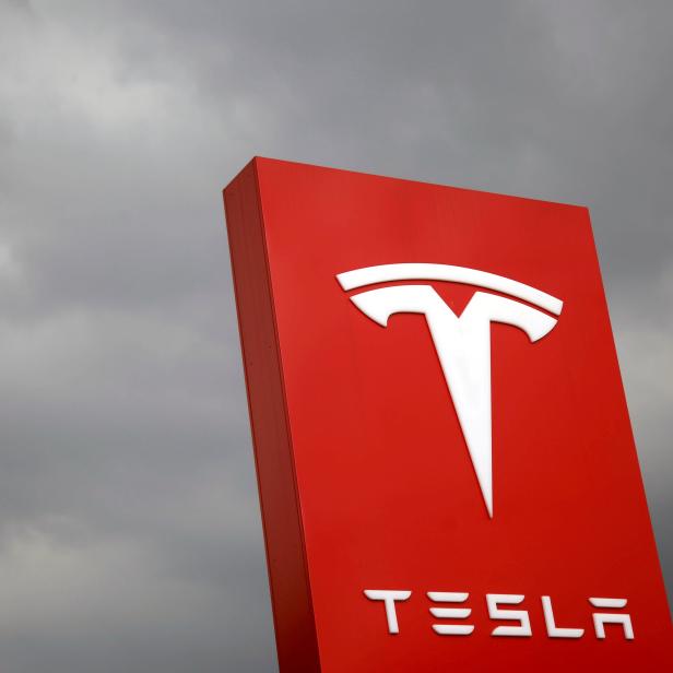 FILE PHOTO: The logo of Tesla is seen in Taipei