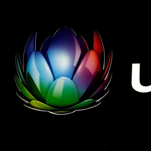 Logo of broadband and telecommunications provider UPC Schweiz is seen at its headquarters in Wallisellen