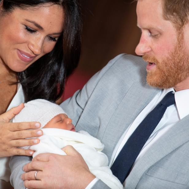 Britain's Prince Harry and Meghan, Duchess of Sussex with their baby son at Windsor Castle