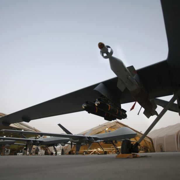 File photo of U.S. Air Force MQ-9 Reaper drone ready for take off at Kandahar Air Field