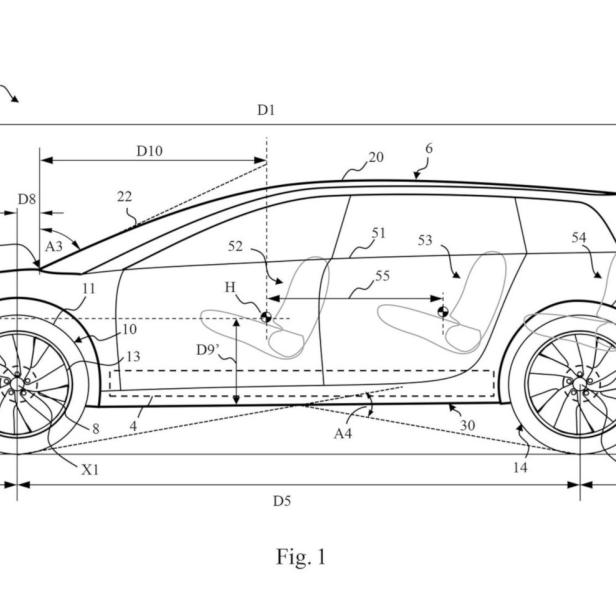 E-Auto-Patentzeichnung von Dyson