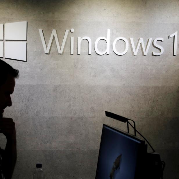 The logo of Windows 10 is seen during the annual Computex computer exhibition in Taipei