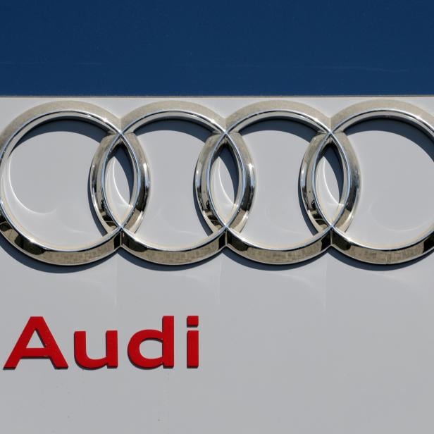 The logo of Audi carmaker is seen at the entrance of a showroom in Nice