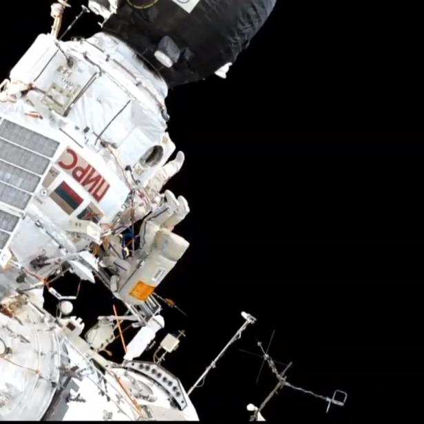 Ein Blick auf das russische Pirs-Docking-Modul der Internationalen Raumstation.