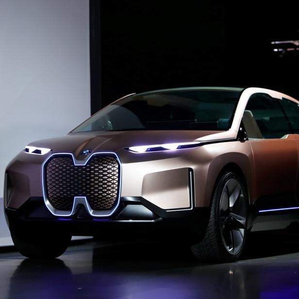 FILE PHOTO: The BMW iNEXT electric autonomous concept car is introduced during a BMW press conference at the Los Angeles Auto Show in Los Angeles