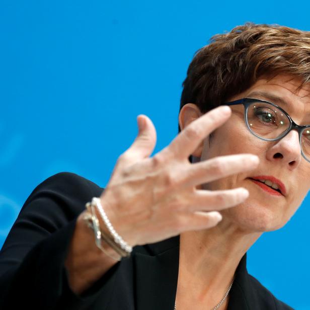 CDU Chairwoman Kramp-Karrenbauer addresses a news conference at party headquarters in Berlin