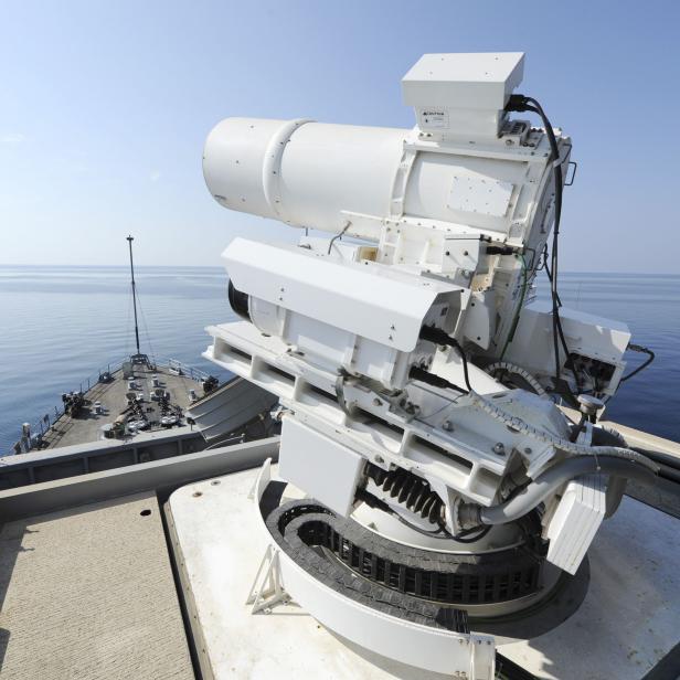 U.S. Navy handout photo of the laser weapon system tested aboard the USS Ponce in the Gulf