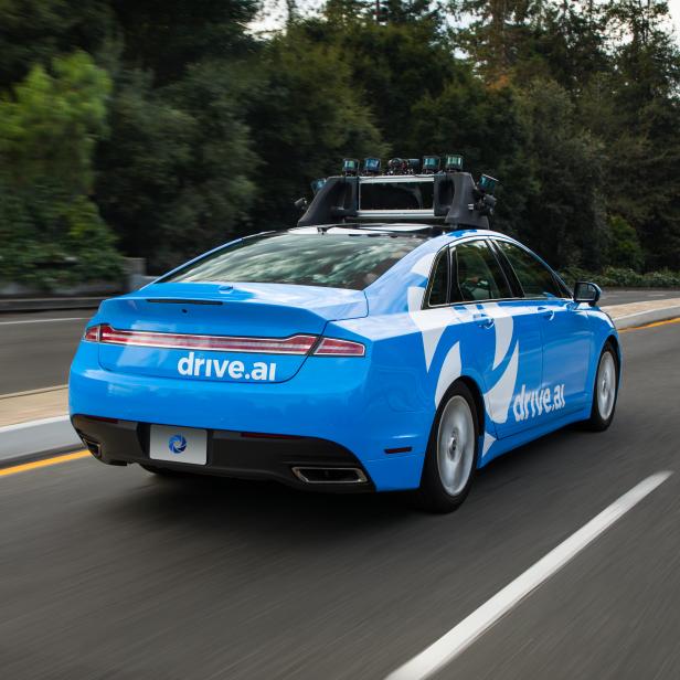 Drive.ai autonomous car driving rear view