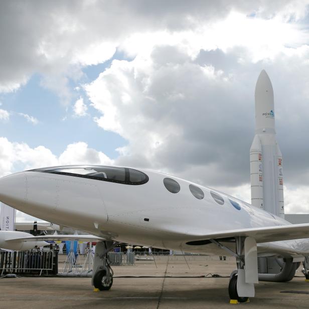 Israeli Eviation Alice electric aircraft  is seen on static display, at the eve of the opening of the 53rd International Paris Air Show at Le Bourget Airport near Paris